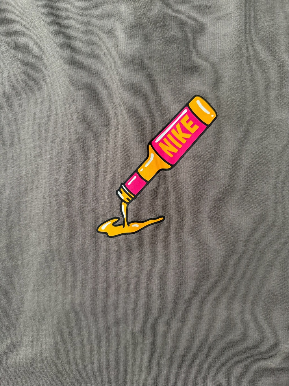 Nike Dark Gray Short Sleeve Tee with Colorful Bottle Graphic